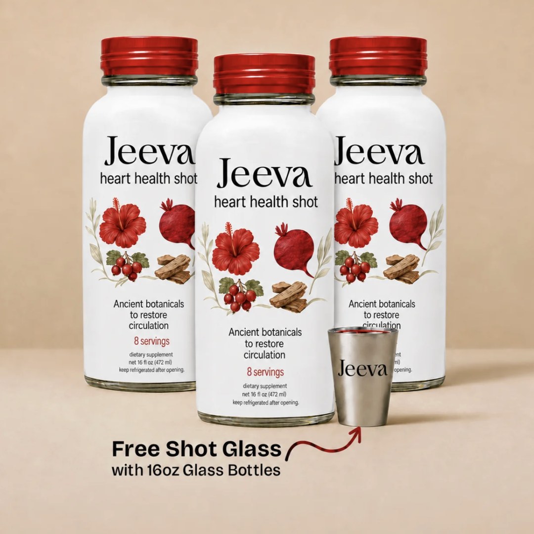 Jeeva heart health shot bottles with free shot glass